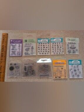 Lot of 10- Studio G & More Clear Stamps- Alphabet, Numbers, Party, Princess